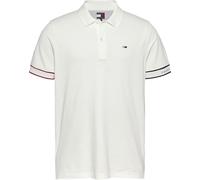 Tommy Jeans Polo de Manga Corta Hombre Flag Cuff Slim Fit, Blanco (Ecru), M
