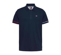 Tommy Jeans Polo de Manga Corta Hombre Flag Cuff Slim Fit, Azul (Dark Night Navy), M