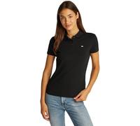 Tommy Jeans Polo de Manga Corta Mujer Slim Essential elástico, Negro (Black), XL