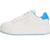 Tommy Jeans Sneaker con Plataforma Mujer de Piel, Multicolor (Ecru/Copenhagen Blue), 41