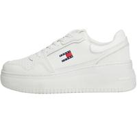 Tommy Jeans Sneaker con Plataforma Mujer Retro Basket de Piel, Blanco (Ecru), 35