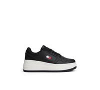 Tommy Jeans Sneaker con Plataforma Mujer Retro Basket de Piel, Negro (Black), 38