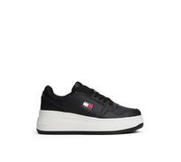 Tommy Jeans Sneaker con Plataforma Mujer Retro Basket de Piel, Negro (Black), 39