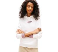 Tommy Jeans Sudadera con Capucha TJW REG ESS Logo 2 EXT DW0DW21921 para Mujer, Color Blanco (Crudo), Talla S, Blanco (Ecru), S