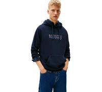 Tommy Jeans Sudadera Hombre Entry Play con Bolsillo Canguro, Azul (Dark Night Navy), L