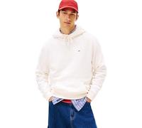 Tommy Jeans Sudadera Hombre Regular Fit Flag Fleece Hoodie con Capucha, Marfil (Ancient White), XS