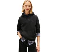 Tommy Jeans Sudadera Mujer Flag Regular Fit, Negro (Black), XS