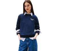 Tommy Jeans Sudadera Mujer Logo de algodón, Azul (Dark Night Navy), S