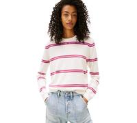 Tommy Jeans Suéter sin Botones para Mujer, Blanco (Blanco Antiguo/Raya), L