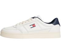 Tommy Jeans The Greenwich - Zapatillas de Piel con Suela de Copa para Hombre, Blanco Crudo Dark Night Navy, 42 EU