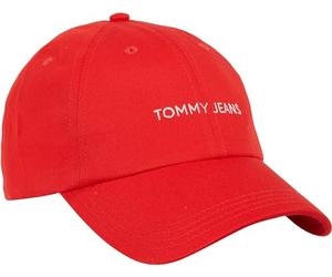 Tommy Jeans TJM Linear Logo Cap Gorra de béisbol, Rojo, Talla única Hombres