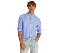 Tommy Jeans TJM Linen Mix BND STP Shrt Ext Dm0Dm20893 Camisa L/S, Blue (Tempo Blue/Ecru), M para Hombre