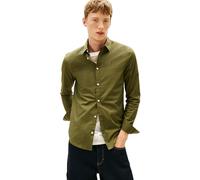 Tommy Jeans TJM Original Camisa elástica para Hombre, DM0DM04405 L/S, Verde (Verde Oscuro), XS, Verde (Verde Oscuro), XS