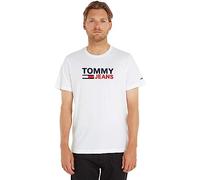 Tommy Jeans TJM REG CORP LOGO TEE Camisetas de Manga Corta Hombre, Blanco (White), S