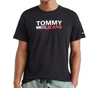 Tommy Jeans TJM REG CORP LOGO TEE DM0DM15379, Camiseta, Hombre, Black, XS