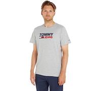 Tommy Jeans TJM REG CORP LOGO TEE DM0DM15379, Camiseta, Hombre, Lt Grey Htr, S