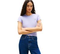 Tommy Jeans TJW DW0DW21366 S/S - Camiseta con Cuello en C para Mujer, Multicolor, Color Crudo/Polvo bígaro, Talla L, Multi (Crudo/Polvo bígaro), L