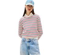 Tommy Jeans Tjw Essential Crew Sweater Ext Dw0dw20159 Suéter, White (White/Red/Navy Stripe), 5XL Grande para Mujer