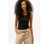 Tommy Jeans Camiseta de Tirantes Mujer Essential Rib Slim Fit, Negro (Black), XL