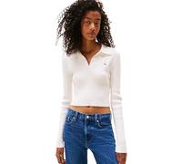 Tommy Jeans TJW Essential - Suéter Tipo Polo para Mujer, DW0DW21829, Color Blanco, Talla S, Blanco (Blanco Antiguo), S