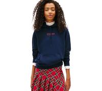 Tommy Jeans Hoodie Mujer Regular Fit con Bolsillo Canguro, Azul (Dark Night Navy), XS
