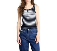Tommy Jeans Tjw Slim Button Tank Dw0Dw19492 Camiseta de Tirantes Anchos, Blue (Dark Night Navy/Stripe), L para Mujer