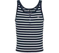 Tommy Jeans TJW Slim Button Tank DW0DW19492 Camiseta de Tirantes Anchos, Blue (Dark Night Navy/Stripe), M para Mujer