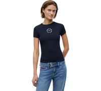 Tommy Jeans Tjw Slim ESS Logo2 Rib tee Ext DW0DW22807 S/S Camiseta para Mujer, Azul (Azul Marino Nocturno Oscuro), M