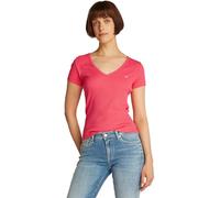 Tommy Jeans Tjw Slim Essential Rib V SS Dw0dw17385, Camisetas de Punto de Manga Corta Mujer, Red (Amour), XS