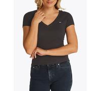 Tommy Jeans Tommy Jeans - Camiseta de mujer slim fit con cuello pico. Negro Talla S