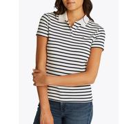 Tommy Jeans Polo de Manga Corta Mujer Slim Essential elástico, Multicolor (Ecru/Navy Stripe), XS