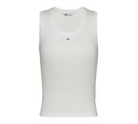 Tommy Jeans Camiseta de Tirantes Mujer Essential Rib Slim Fit, Blanco (Ecru), L