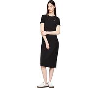 Tommy Jeans Vestido Bodycon Mujer Midi de Canalé, Negro (Black), XXS