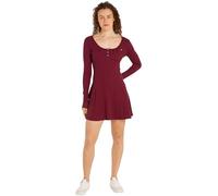Tommy Jeans Vestido Mujer Flare Dress Manga Larga, Rojo (Valley Grape), L