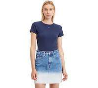 Tommy Jeans Women Short-Sleeve T-Shirt Essential Rib Crew Neck, Blue (Twilight Navy), M