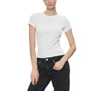 Tommy Jeans Women Short-Sleeve T-Shirt Essential Rib Crew Neck, White (White), S