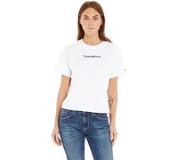 Tommy Jeans Women Short-Sleeve T-Shirt Serif Linear Tee Crew Neck, White (White), XL