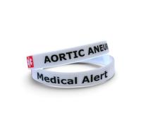 Tommy K Products 2 pulseras de silicona para alerta médica de aneurisma aórtico, corazón, historia cardíaca, emergencia, primeros auxilios
