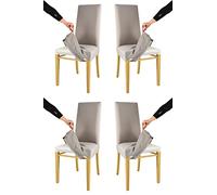 Tommychairs - Set 4 sillas tapizadas con funda removible Jazz para cocina, comedor y restaurante, robusta estructura en madera de haya roble, asiento y respaldo forrado con funda de tela color gamuza