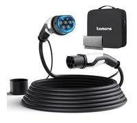tomons Cable de Carga Tipo 2, 11 kW, 5 m, 16 A, 3 Fases,para Coche eléctrico Tipo 2 para EV/PHEV, Tipo 2 a Tipo 2 EV, con Bolsa de Transporte y paño de Microfibra para