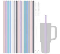 Tomorotec 15 pajitas de silicona reutilizables con 2 cepillos, aptas para vasos Stanley de 40 onzas, 30 onzas, 20 onzas, 12 pulgadas de largo, personalizables para varios vasos, aptas para
