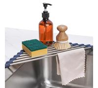 Tomorotec Escurreplatos Triangular Enrollable para Fregadero de Esquina, pequeño, Plegable, de Acero Inoxidable, Multiusos, escurridor de Cocina, Organizador de Almacenamiento para Ahorrar Espacio