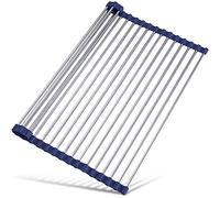 Tomorotec Escurridor de platos enrollable de 17.7 x 12.5 pulgadas, para fregadero, cubierta para fregadero, accesorios para fregadero de cocina, organizador multiusos, escurridor plegable de acero