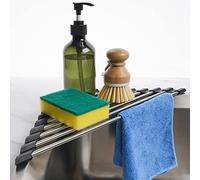 Tomorotec Escurridor de Platos Enrollable Triangular para Esquina de Fregadero, pequeño, Plegable, de Acero Inoxidable sobre el Fregadero, escurridor de Cocina, salvamanteles, Organizador a Prueba de