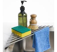 Tomorotec Escurridor de Platos Enrollable Triangular para Esquina de Fregadero, pequeño, Plegable, de Acero Inoxidable, sobre el Fregadero, Multiusos, Organizador de Cocina, Organizador de