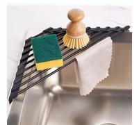 Tomorotec Escurridor de Platos Enrollable Triangular pequeño con Revestimiento de Silicona, Marco de Acero Inoxidable para Esquinas del Fregadero, escurridor y Organizador Multiusos para Ahorrar