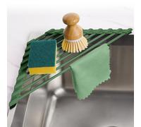 Tomorotec Escurridor de Platos Triangular Compacto con Revestimiento de Silicona para Esquina del Fregadero, Organizador Plegable de Acero Inoxidable y Estante de Almacenamiento (Verde Militar)