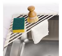 Tomorotec Escurridor de platos triangular compacto con revestimiento de silicona para esquina del fregadero - Organizador plegable de acero inoxidable sobre el fregadero y estante de almacenamiento