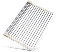 Tomorotec Escurridor enrollable para secar platos sobre el fregadero, cubierta para fregadero, accesorios para fregadero de cocina, organizador multiusos, escurridor plegable de acero inoxidable, 45 x