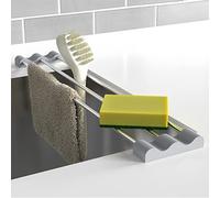 Tomorotec Estante de cocina ajustable sobre el fregadero para paños de cocina, esponjas, botellas y cepillos, acero inoxidable resistente al calor con diseño delgado y expandible y soporte de silicona